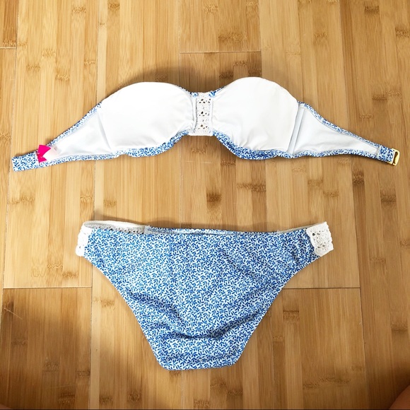 Blue & White Victoria's Secret Bandeau Bikini - Picture 3 of 10